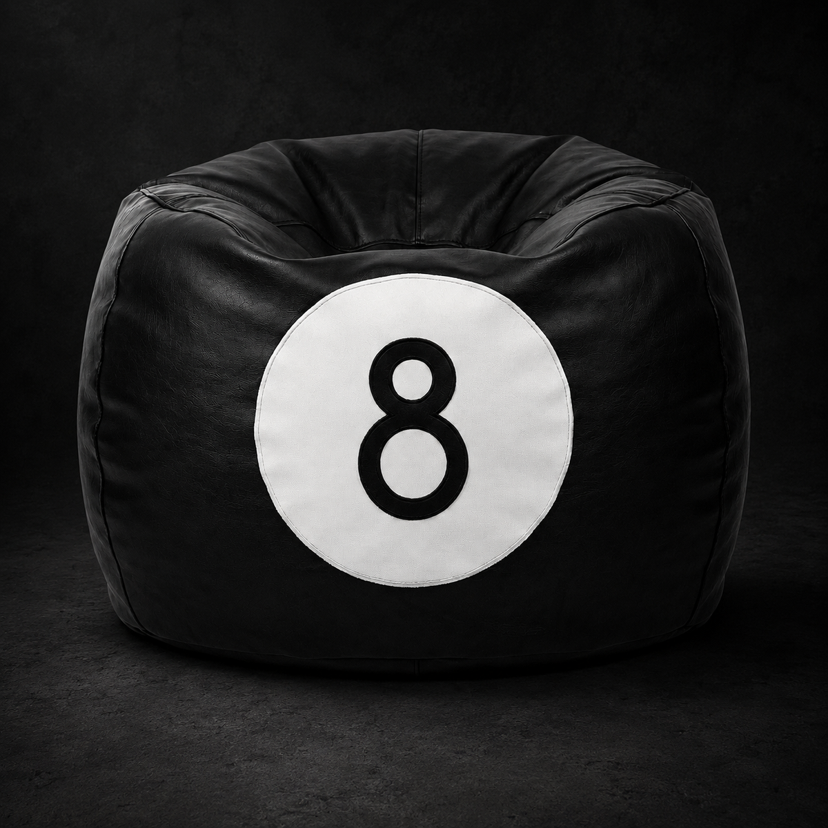 8 Black Leather Bean Bag