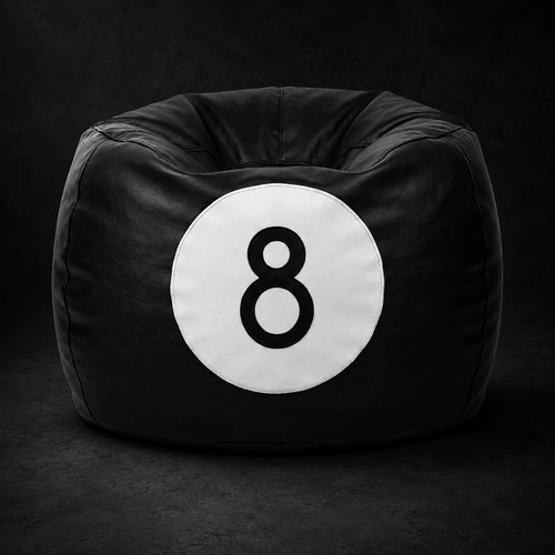 8 Black Leather Bean Bag