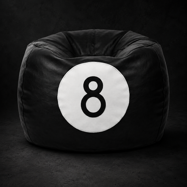 8 Black Leather Bean Bag