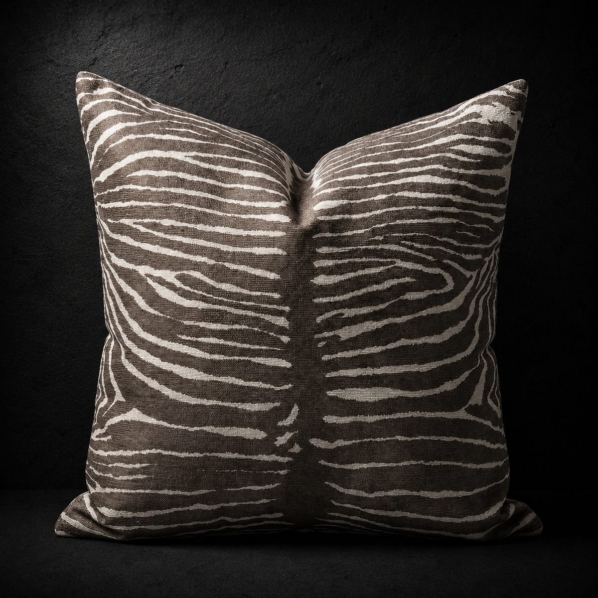 Zebra pillow by SeventySeven.DC — square cushion in a hand-drawn black and white zebra line pattern