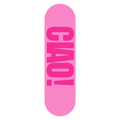 Ciao! wall skate deck by SeventySeven.DC — oversized one-colour type, 20 × 72 cm
