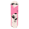 Decay wall skate deck by SeventySeven.DC — pink wash over a black and white portrait with drips