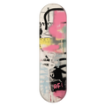 RF Spray wall skate deck by SeventySeven.DC — layered pink, yellow and black spray on white